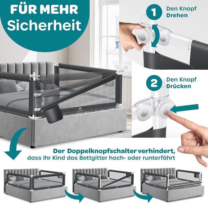 KESSER® Bettgitter 180cm Bettschutzgitter Kinderbettgitter für Kinder Babybettgitter Klappbar, Kinde