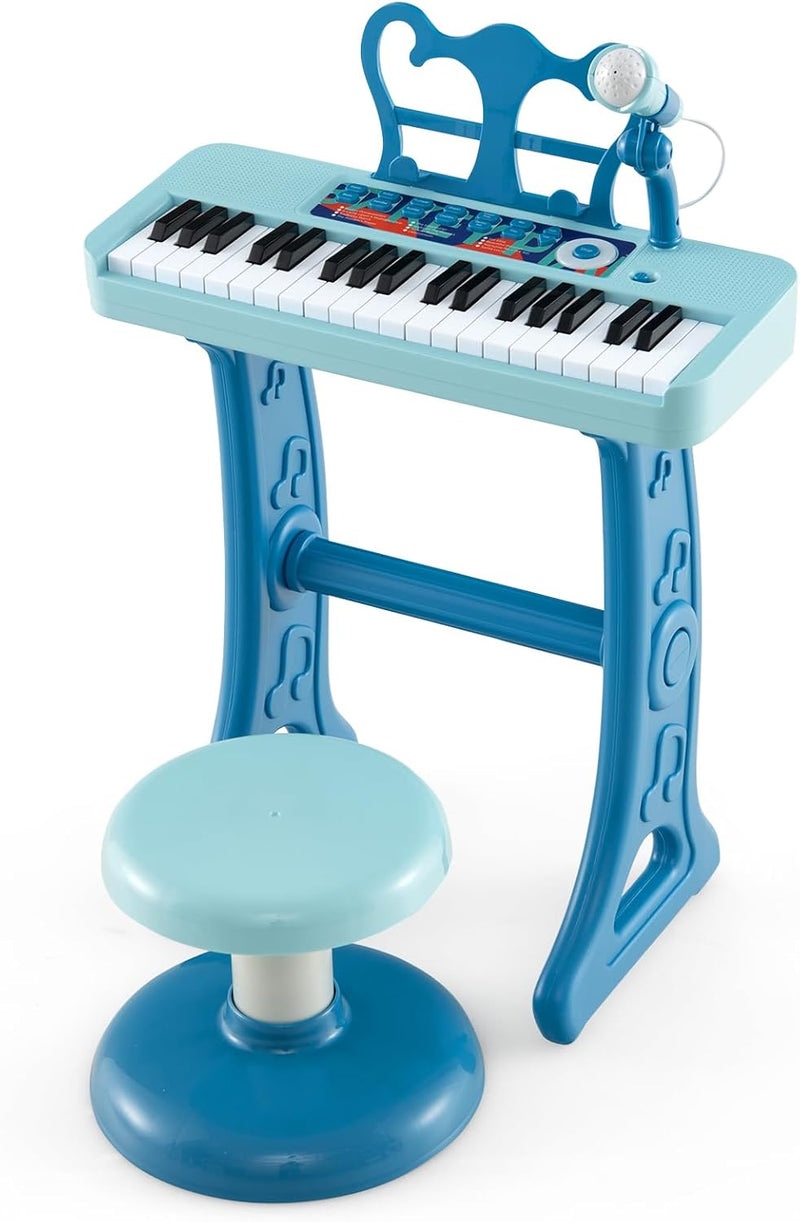 DREAMADE Kinder Keyboard, 37 Tasten E-Piano mit Notenständer & Mikrofon & Hocker, Klavier Spielzeug