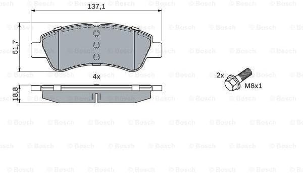 Bosch BP318 Bremsbeläge - Vorderachse - ECE-R90 Zertifizierung - vier Bremsbeläge pro Set