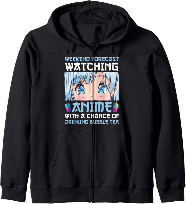 Wochenendprognose, die Anime & Bubble Tee Anime beobachten Kapuzenjacke