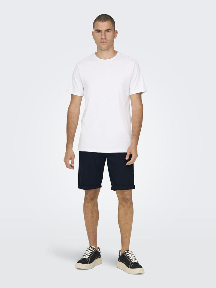 ONLY & SONS Herren Chino Short ONSPETER - Regular Fit - Schwarz Beige XS-XXL, Dark Navy
