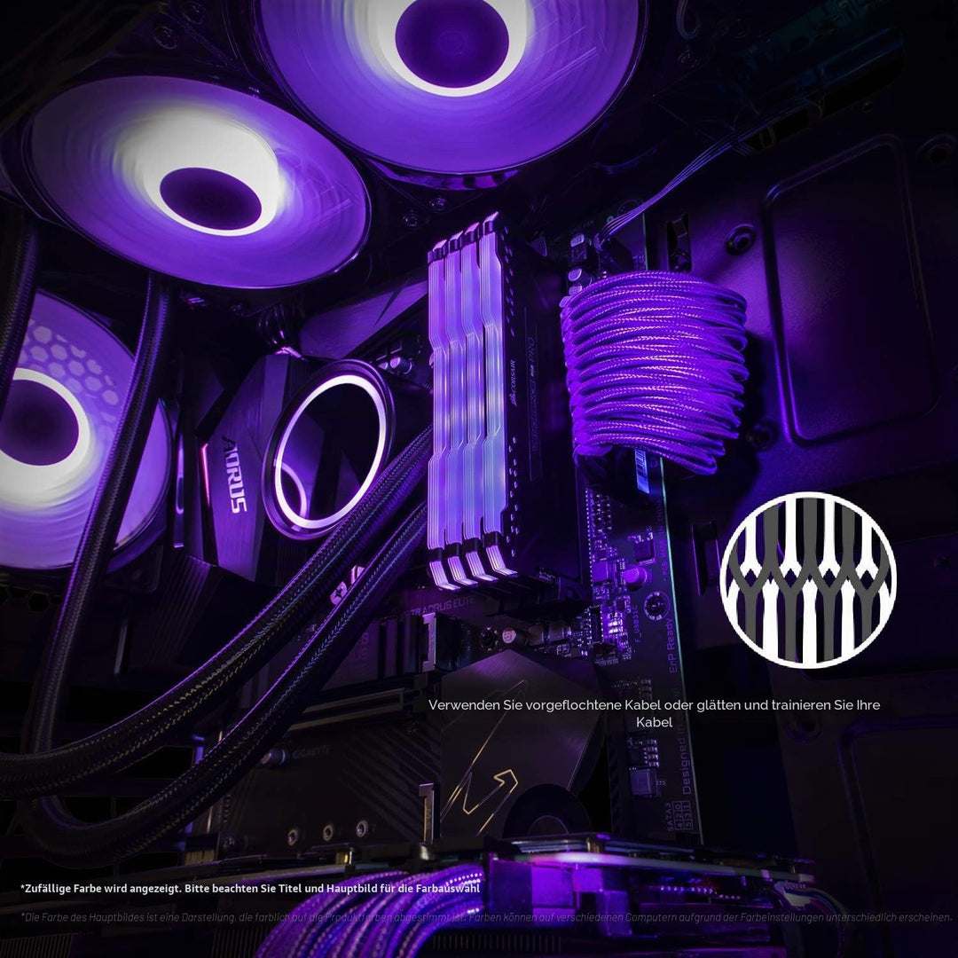 LINKUP - AVA 30cm PSU Kabelverlängerung Ummantelt GPU Nach Mass PC Stromversorgung mit Kamm-Kit┃1x 2