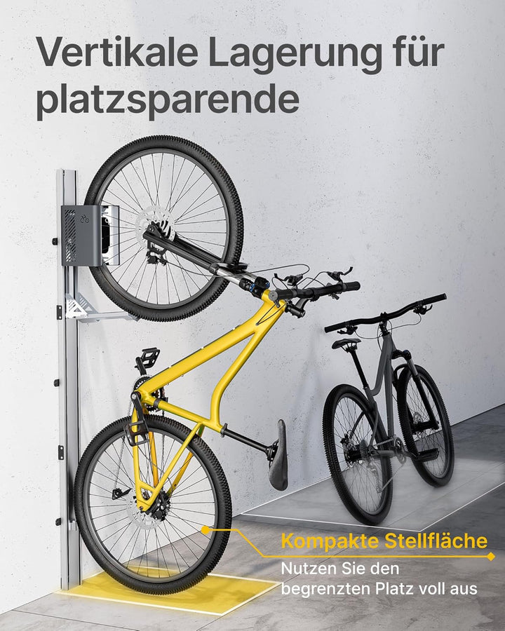 monTEK Automatischer Fahrradlift – Vertikaler Fahrradträger für schwere Fahrräder (bis 32 kg) – plat