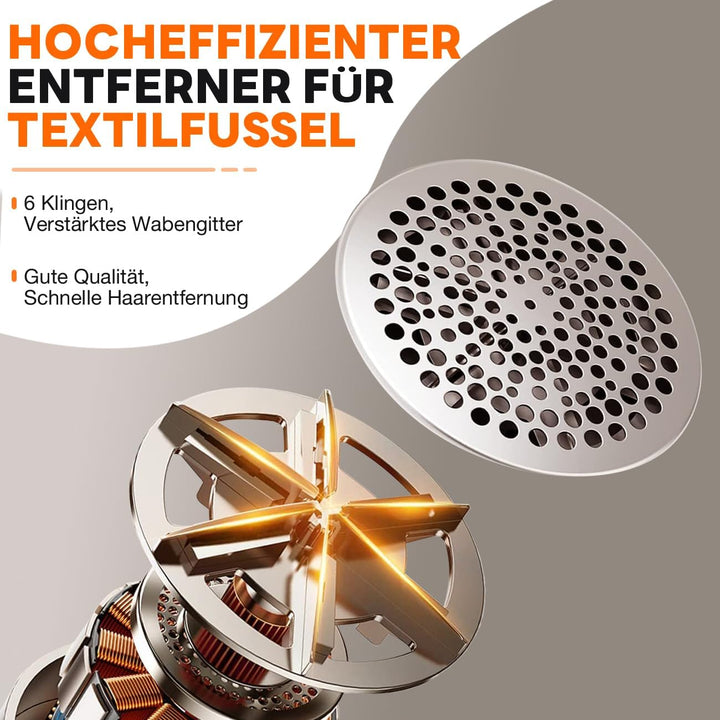 Fusselrasierer Elektrisch, Fusselentferner für 3 Einstellbaren Leistungsstufen, 6-Klingen-Kopf Fusse
