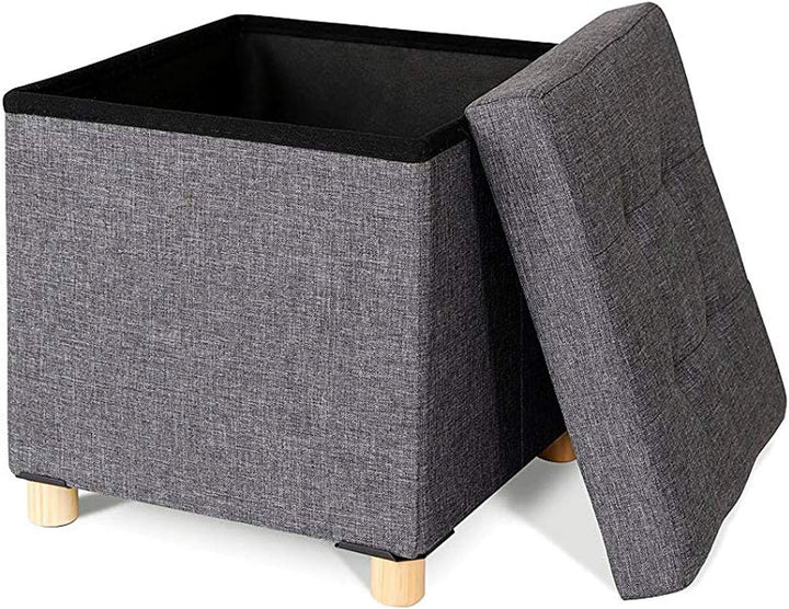 dibea Sitzhocker Klapphocker Sitzbank Aufbewahrungsbox 38x38x38 cm, grau, Grau