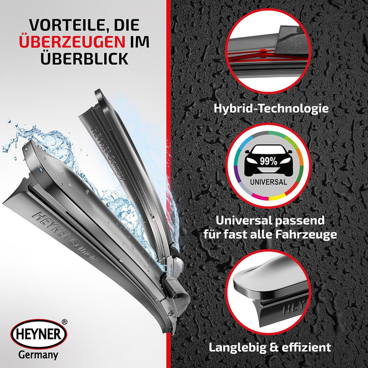 HEYNER® Scheibenwischer-Set HYBRID Kompatibel für Kia Carens (Bj. 13-20)