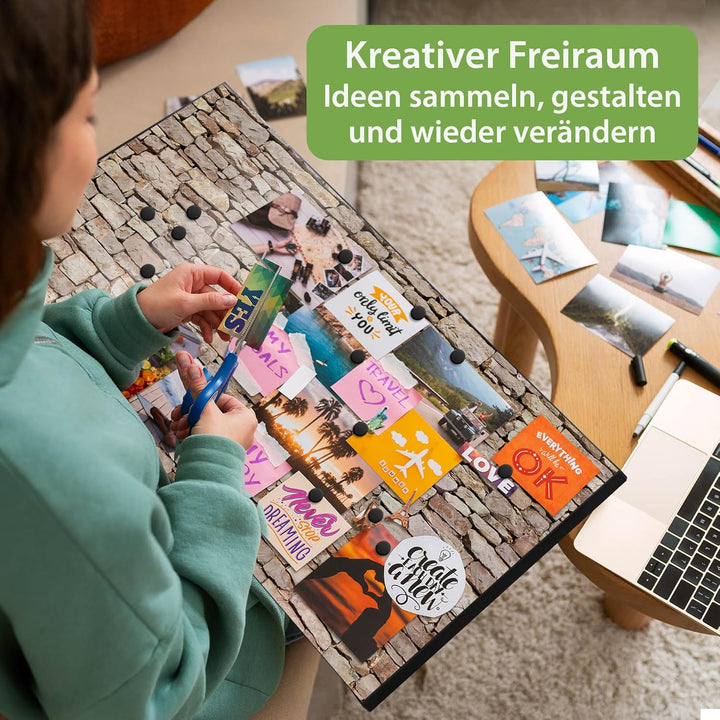 banjado Magnettafel schwarz 78 x 37cm / Magnetwand Metall/Magnetpinnwand als Memoboard/Pinnwand Magn
