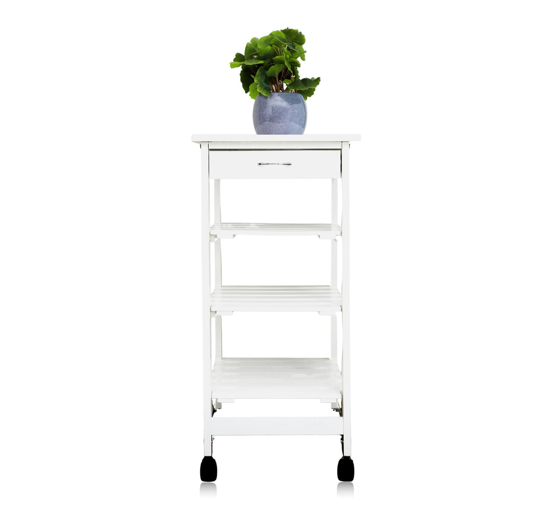 DRULINE Servierwagen Beistellwagen 37x37x76 cm, Multifunktionaler Küchentrolley mit 3 Ebenen, Mobile