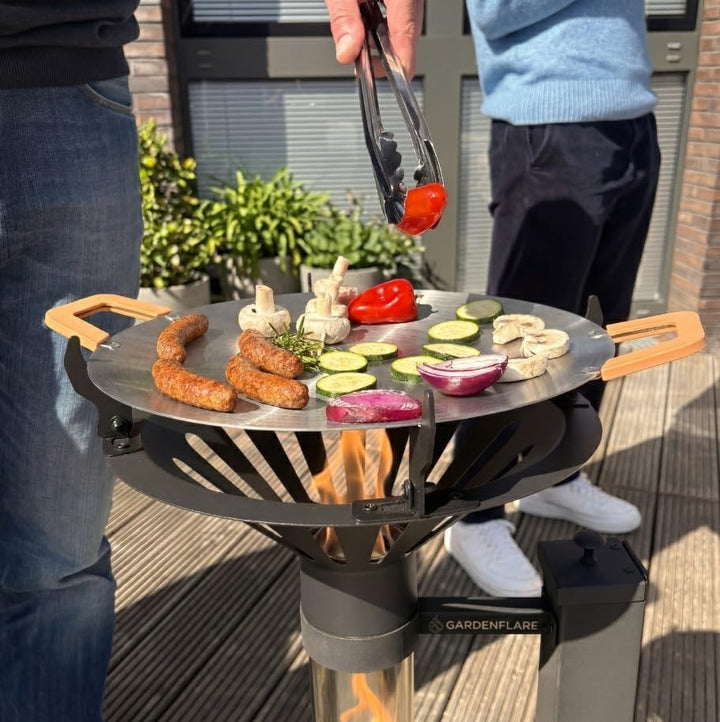 GARDENFLARE Grillaufsatz für Klassik Feuerrohr – Edelstahl-Grillpfanne