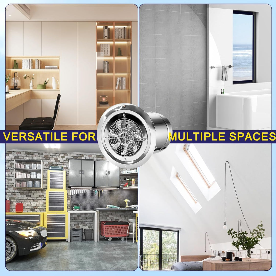 Abluftventilator 150mm Badlüfter, 480m³/h mit Rücklaufklappe Metall Wandventilator mit EU-Stecker fü