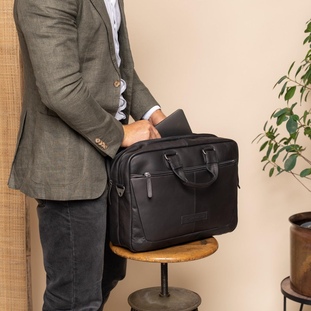 The Chesterfield Brand Seth Samuel - Laptoptasche 15" Leder 40 cm Schwarz, Schwarz