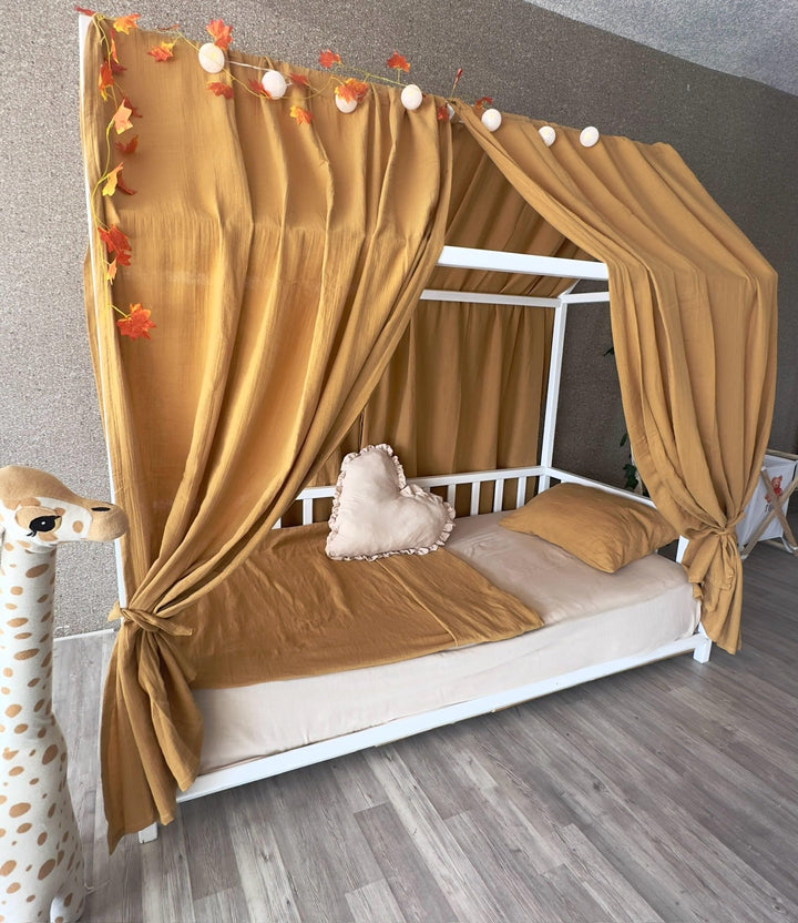 Baby Fancyroom extra breiter Betthimmel für Kinderbett Hausbett Himmel Vorhang Baldachin 100% Baumwo