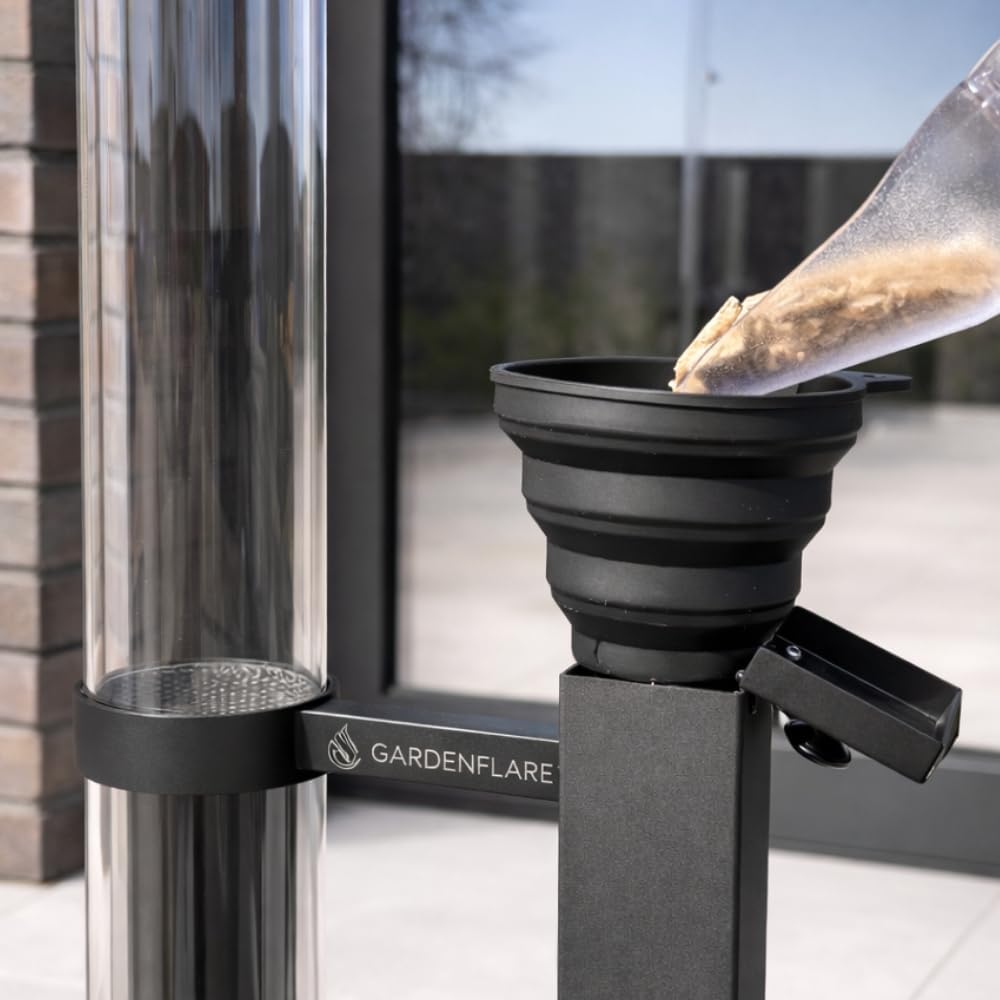 GARDENFLARE Pflege- & Zubehörset für Klassik Feuerrohr – 4-teilig mit Schaufel, Trichter, Teleskop-G