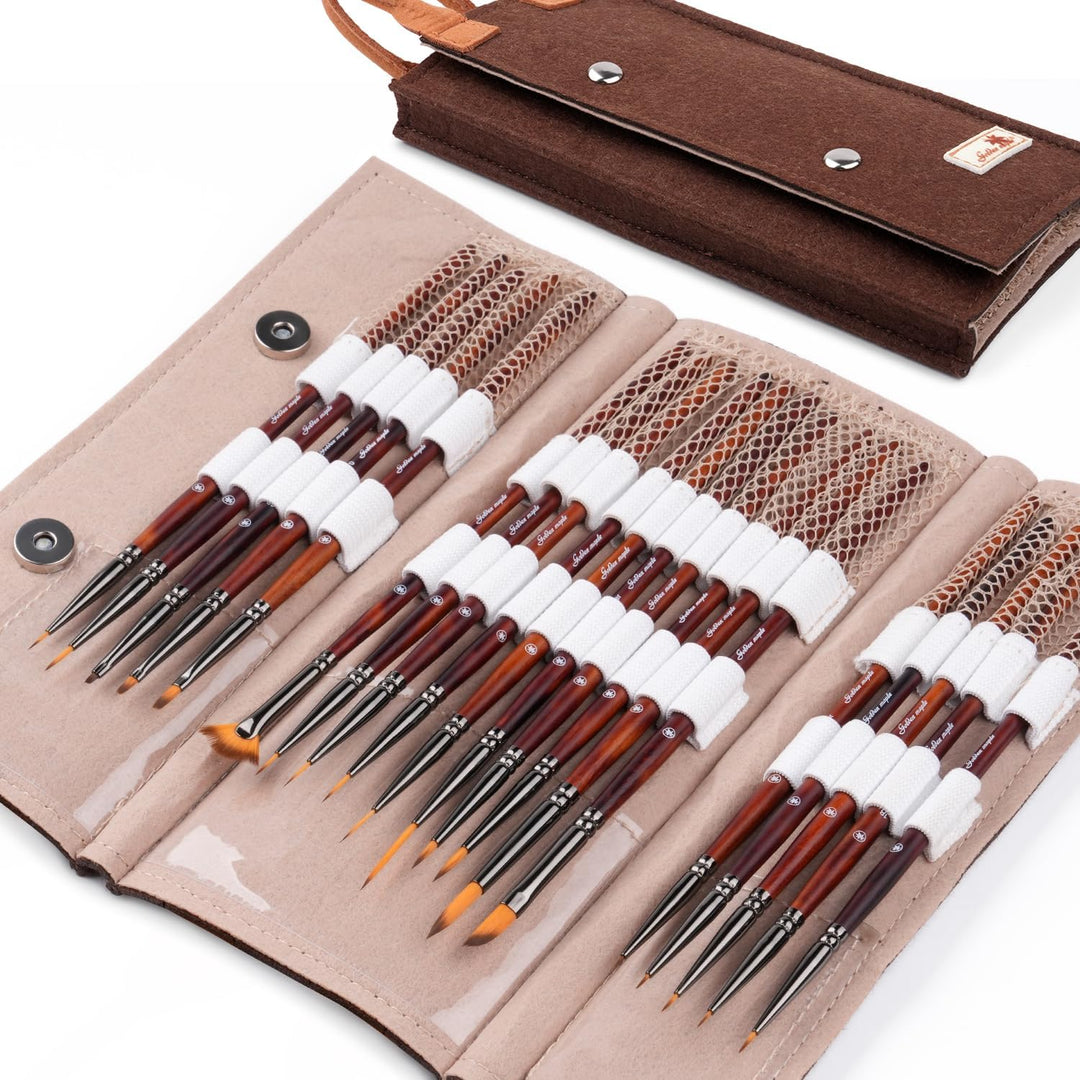 Golden Maple Miniature Paint Brushes – 20PC Professional Micro Detail Brush Set for Models, Tabletop