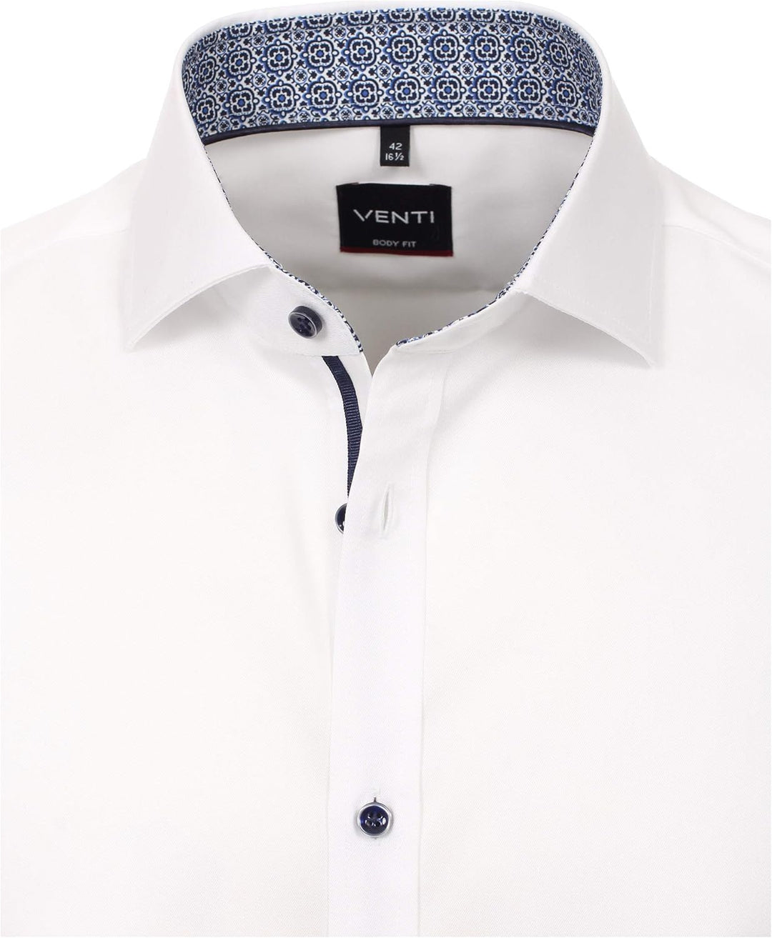 Venti - Body Fit - Bügelleichtes Herren Langarm Hemd (103522800), Grösse:46, Farbe:Weiss (000)