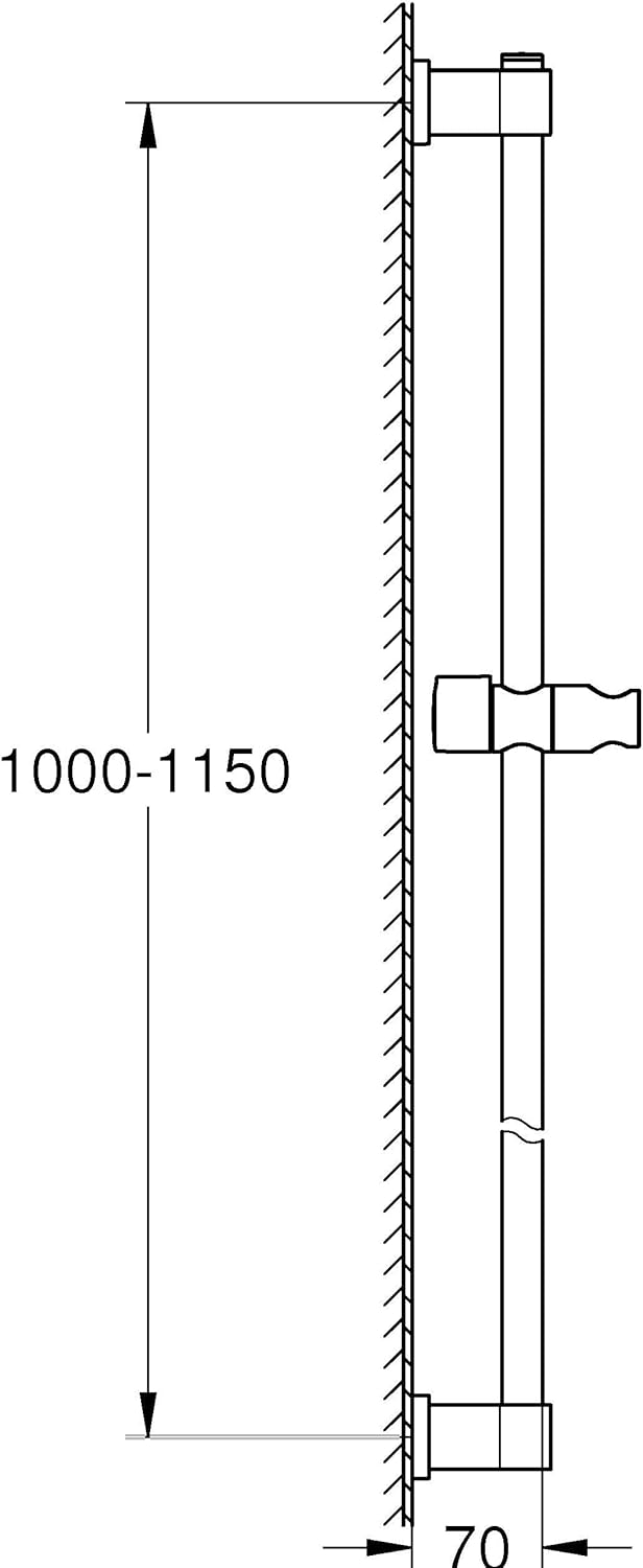 GROHE Vitalio, Duschstange 115cm ohne Bohren (oberes Befestigungselement verstellbar, mit Gleiter &