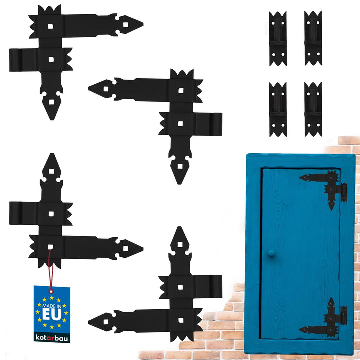 KOTARBAU® 4tlg.Winkelbänder 250 x 250 mm Geschmiedet Antik für Fensterladen Tore Garagen, 250 x 250