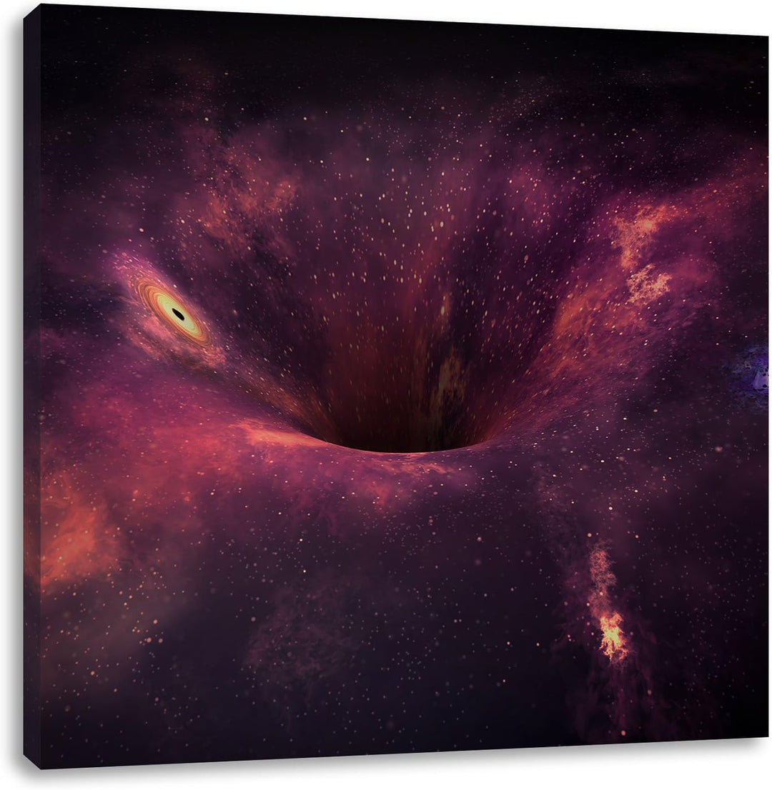 Schwarzes Loch im Weltall, Format: 70x70 auf Leinwand, XXL riesige Bilder fertig gerahmt mit Keilrah