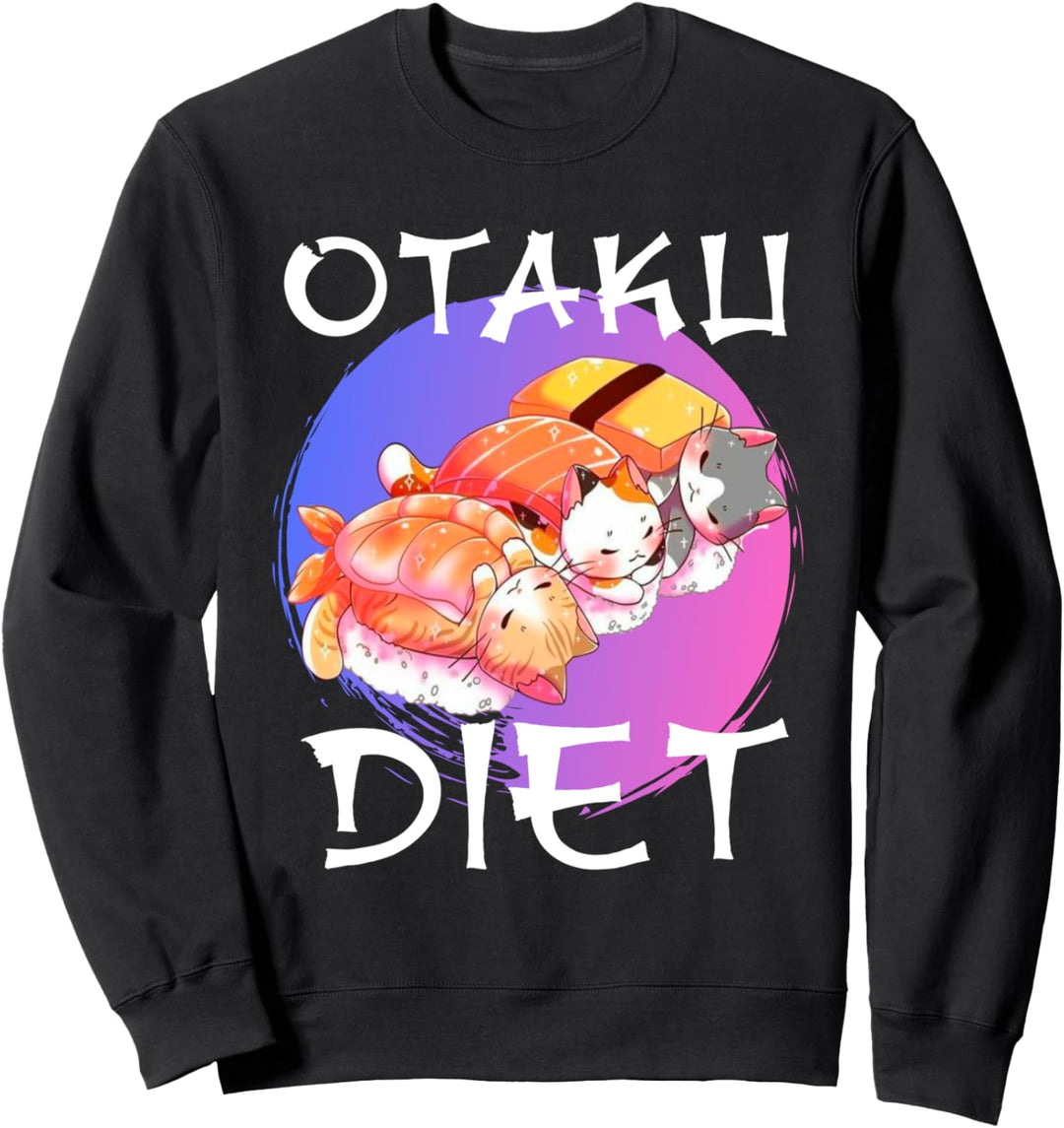 Otaku Diät Kawaii Nette Katzen Sushi Japanisch Sweatshirt