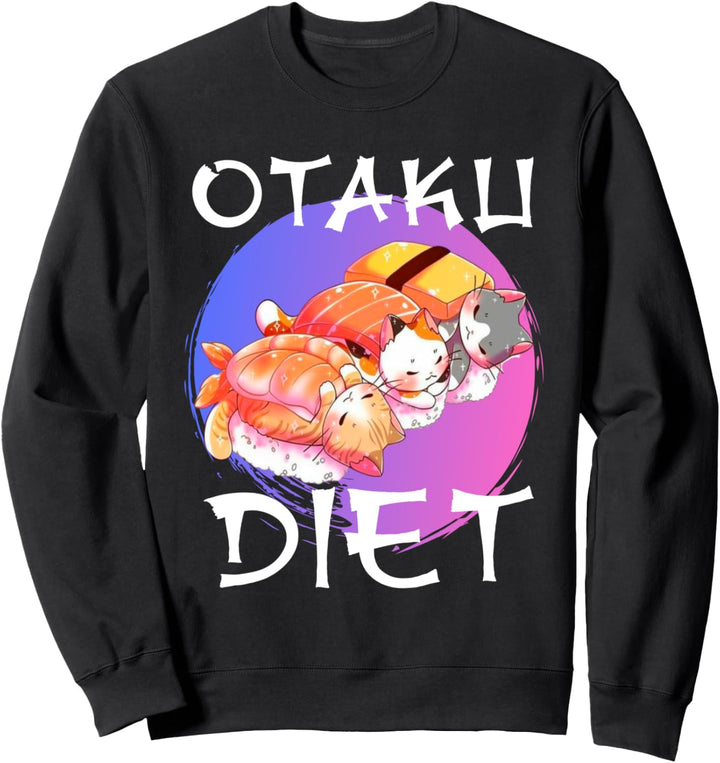Otaku Diät Kawaii Nette Katzen Sushi Japanisch Sweatshirt