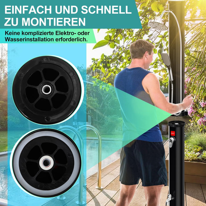 Randaco Solardusche Solar Gartendusche warmes Wasser Bis Zu 60°C Ohne Stromanschluss Pooldusche Camp