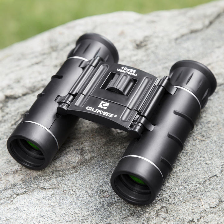 QUNSE Fernglas 10x25 Kleines Fernglas Kompakt Wasserdicht Feldstecher für Kinder Erwachsene mit Trag