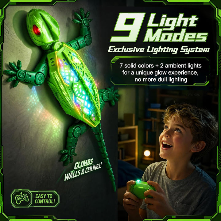 FOTSHARER Green Wall Crawler Gecko, wiederaufladbare ferngesteuerte Eidechse mit realistischer bioni