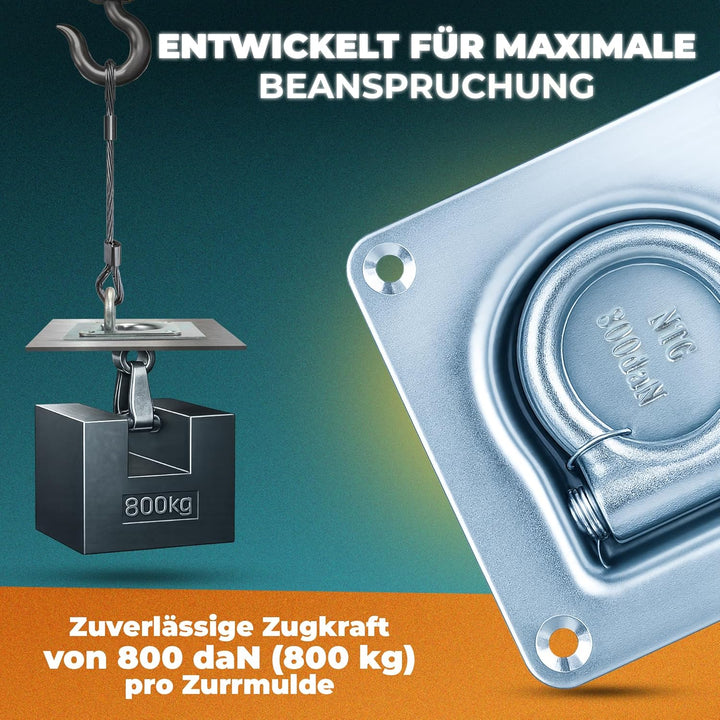 Anhänger Zurrösen mit Gegenplatten (2 bis 10 Stück) | Hochwertig Verarbeitet | Zurrmulden mit Einer