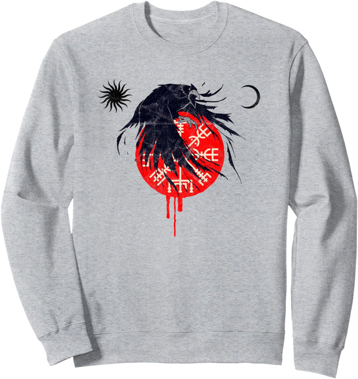 Mond Sonne Vegvisir Rabe Nordische Mythologie Wikinger Sweatshirt