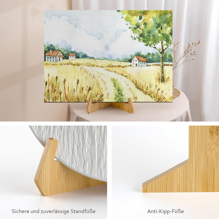 ANBOXIT Tellerständer zur Aufsteller, 8 Zoll Tellerhalter, Bambus Fotoaufsteller Bilderrahmen Stände