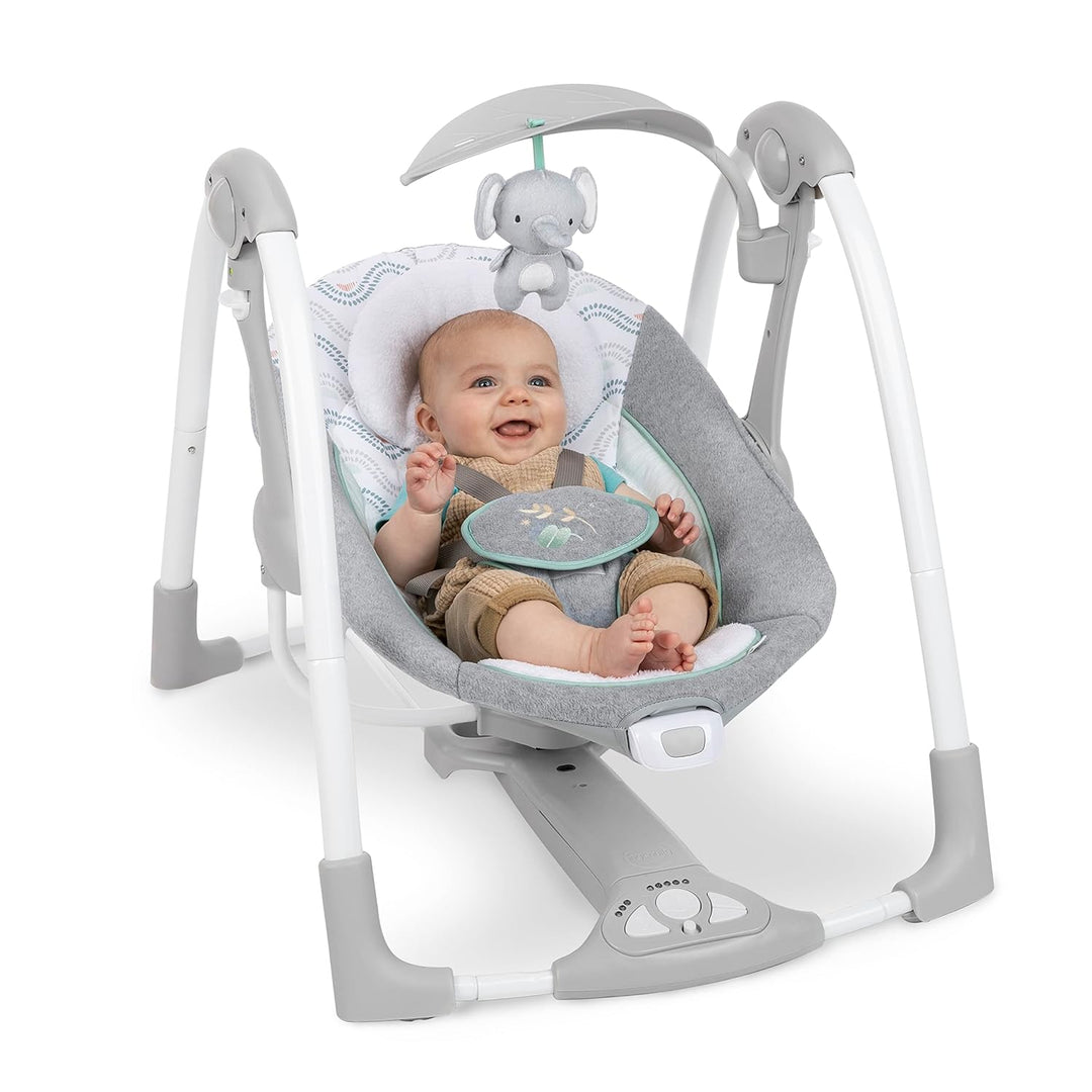 Ingenuity, ConvertMe Swing-2-Seat, Swell, zusammenklappbare Schaukel, spielt Musik und Naturgeräusch