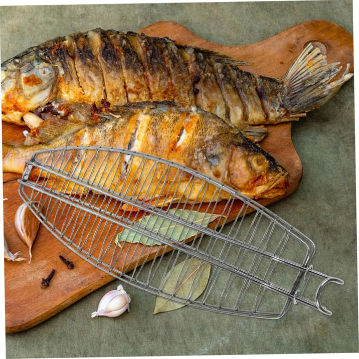 HANABASS Robuster Fischgrillkorb aus Edelstahl Ovalshaped BBQ Grillzubehör für Camping und Picknicks