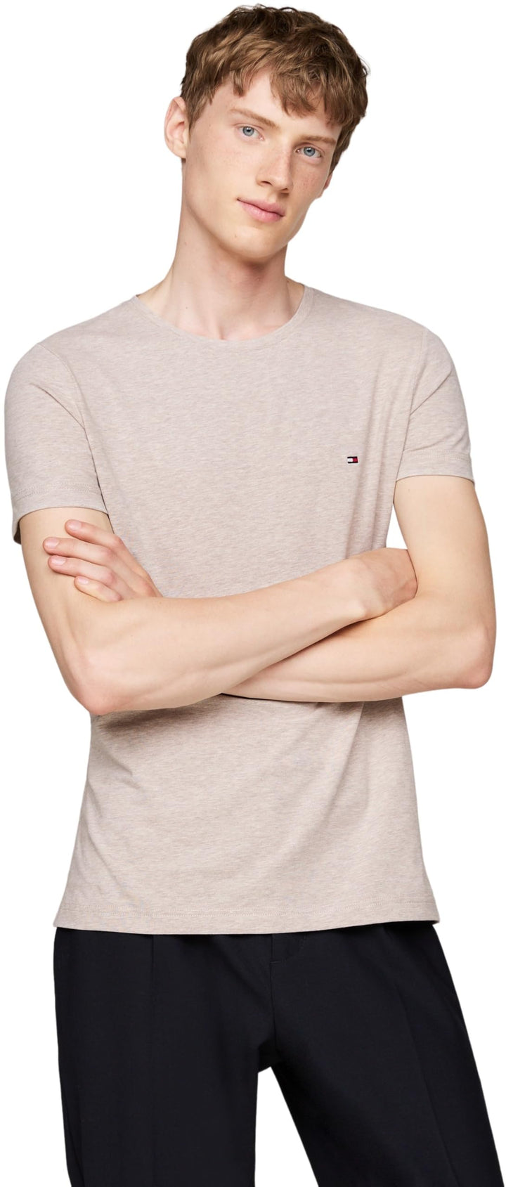Tommy Hilfiger Herren T-Shirt Kurzarm Stretch Slim Fit Tee Rundhalsausschnitt 3XL Grosse Grössen Bro
