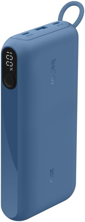 Belkin BoostCharge 20000mAh Power Bank, Digitale Akkuanzeige – Blau | 20K Powerbank, 2 USB-C, 1 USB-