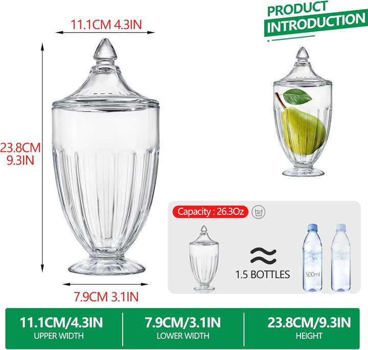 2 x 750 ml Glas-Süssigkeiten-Gläser mit Deckel, transparent, dekorative Vorratsdosen für Süssigkeite