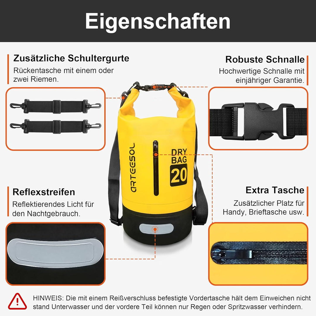 Blackace arteesol Dry Bag wasserdichte Tasche 5L/10L/20L/30L Wasserfester Beutel Packsack mit Langen
