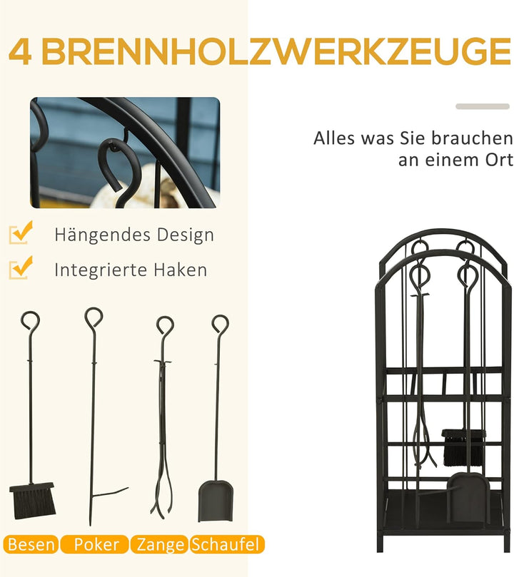 Outsunny kaminholzregal Kaminholzständer Brennholzregal mit 4 zusätzlichen Brennholzwerkzeugen Kamin