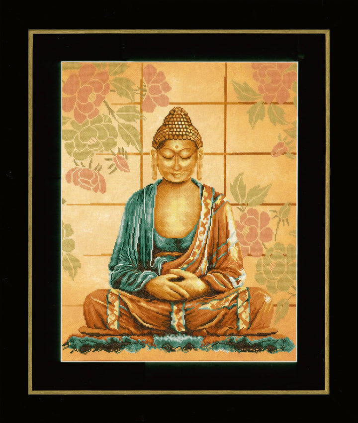 Lanarte Zählmusterpackung Buddha Kreuzstichpackung, Baumwolle, Mehrfarbig, 39 x 49 x 0.3 cm