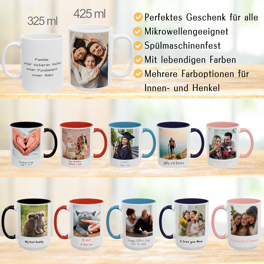 Individuelle Tasse mit Bild oder Text Ihrer Uploads, personalisierte Tasse, mikrowellen- und spülmas