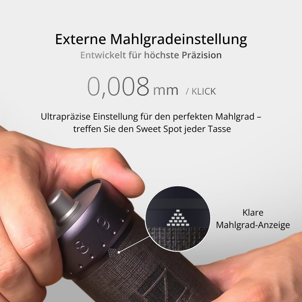 1Zpresso J-Ultra Manuelle Kaffeemühle Eisen Grau, Konisches Mahlwerk, Klappgriff, Magnetischer Auffa