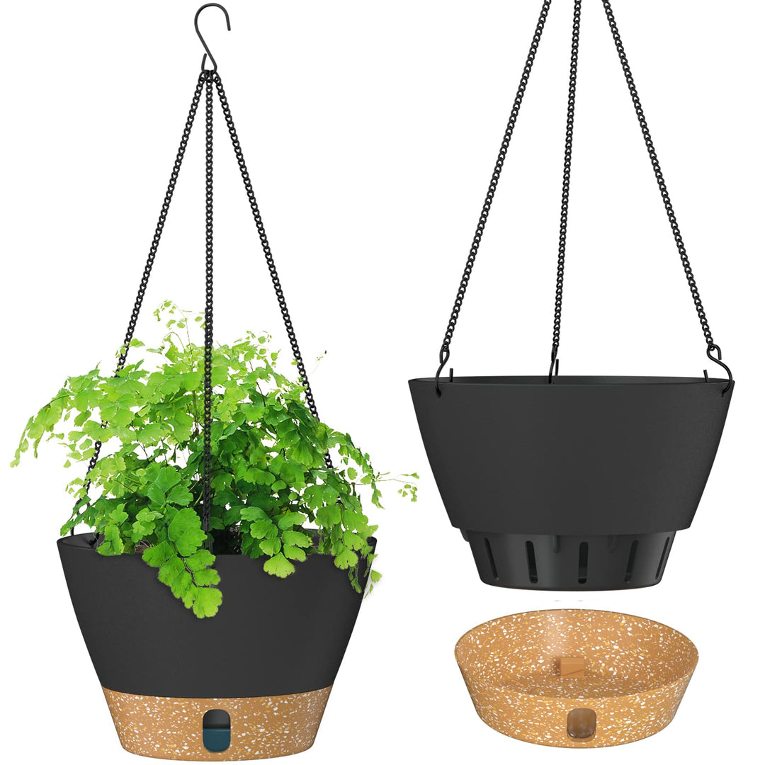ZMTECH Hängetopf für Pflanzen, 25cm Blumentopf Ampel Hängend, Kunststoff Hänge Blumentopf mit Unters
