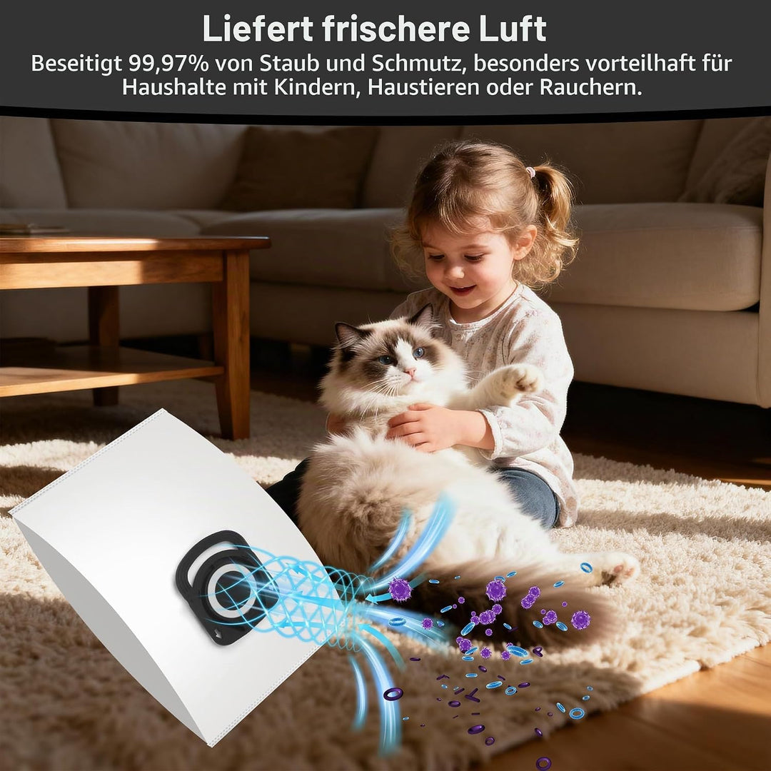 10 Stück Staubsaugerbeutel für Rowenta Hygiene + ZR200720/ ZR200520, ZR200920 für Compact Power, Pow