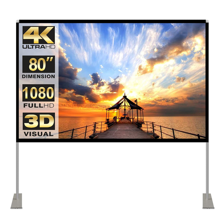 Projektion Leinwand mit Stand 80 Zoll HD 4K Outdoor Indoor Projector Screen Schnelles Falten Tragbar