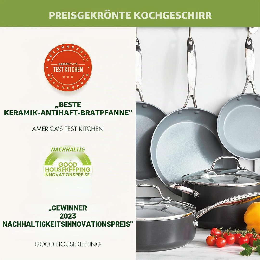 GreenPan Valencia Pro Kochgeschirr-Set mit Antihaftbeschichtung, 15-teilig, PFAS-frei,