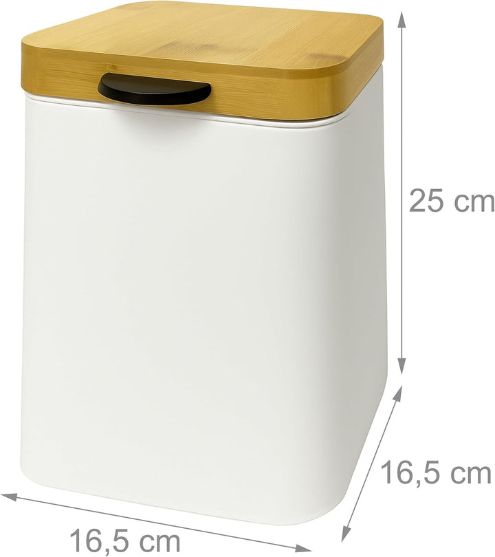 Relaxdays Kosmetikeimer Wandmontage, 3 l, Absenkautomatik, Inneneimer, Metall, eckiger Badezimmer Mü