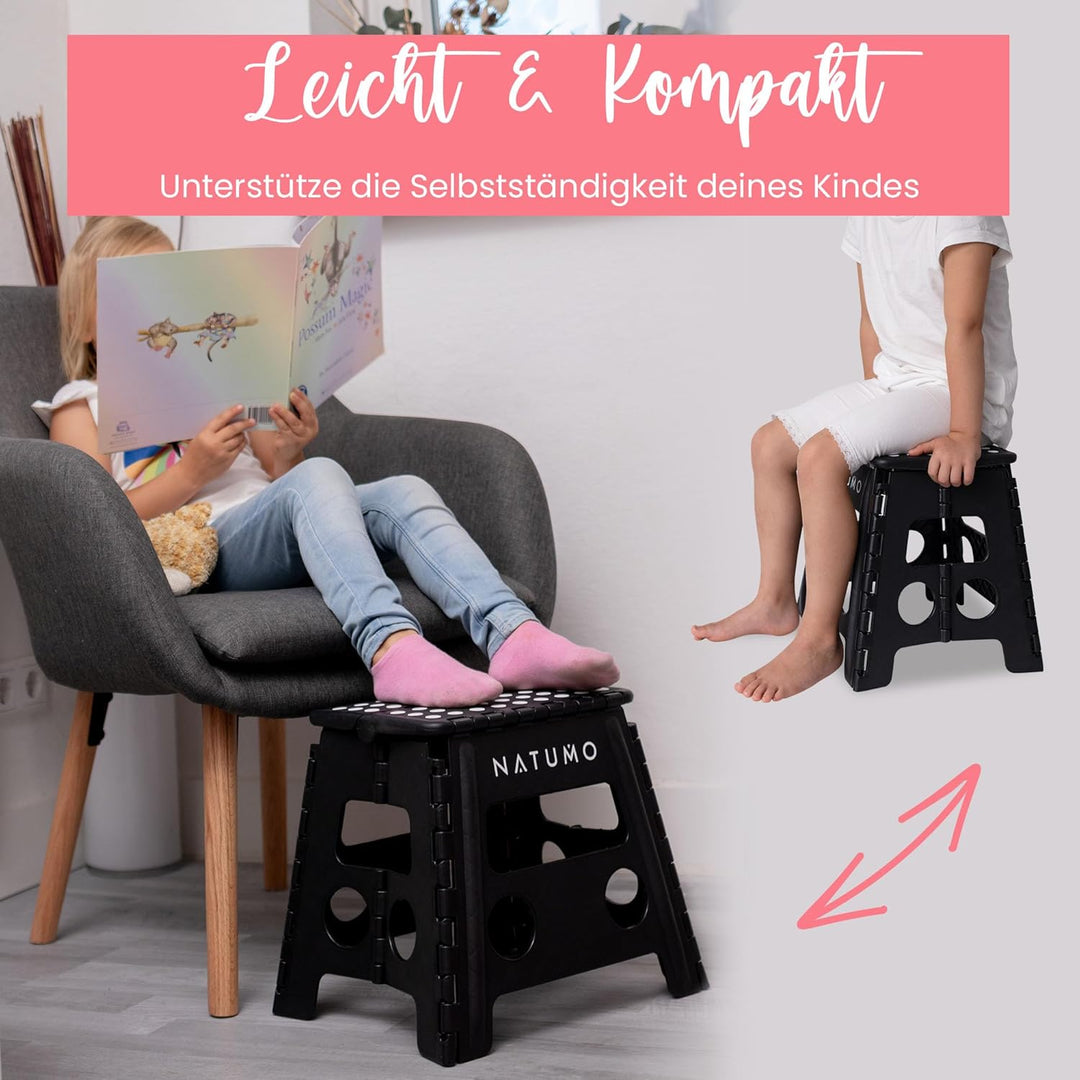 NATUMO® XL Tritthocker Kinder + Erwachsene, Klapphocker faltbar, Leichter und Rutschfester Klapptrit