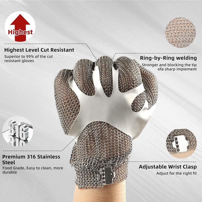 Schwer kettenhandschuh metzger Schnittschutzhandschuhe schnittfeste edelstahl handschuh für Lebensmi