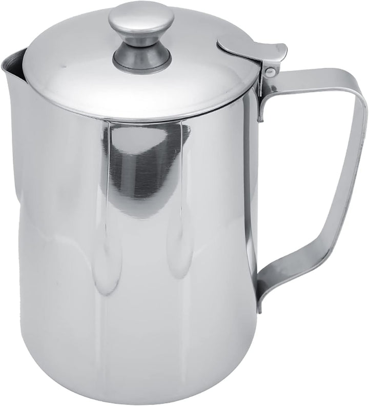 Edelstahlbecher, Edelstahl-Kaffeetasse, Becher, Milchaufschäumkrug, mit Deckel für Latte-Kaffee (100