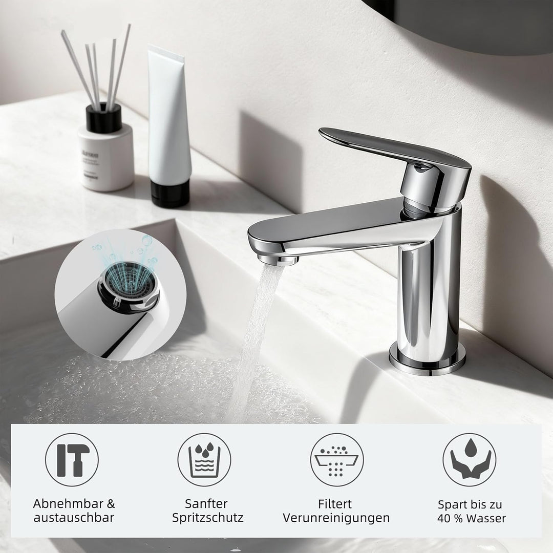 BELZ Wasserhahn Bad, Einhebel-badarmatur, Armatur Badezimmer, Mischbatterie Bad, Höhe 85 mm, Energie