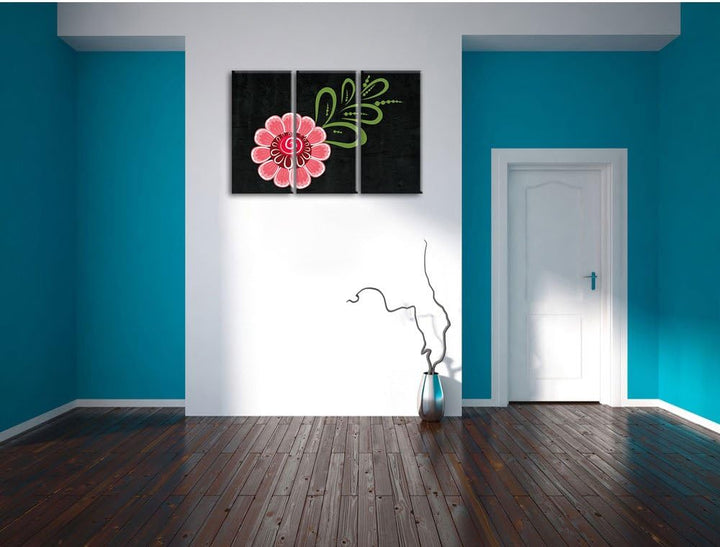 Pixxprint Hübsche rosa Blume als Leinwandbild/Grösse: 3 Teilig (120x80) cm/Wandbild/Kunstdruck/ferti